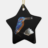 IJSVOGEL, ZEESCHELPEN BLAUWE SAPPHIERE STER MONOGR KERAMISCH ORNAMENT (Links)