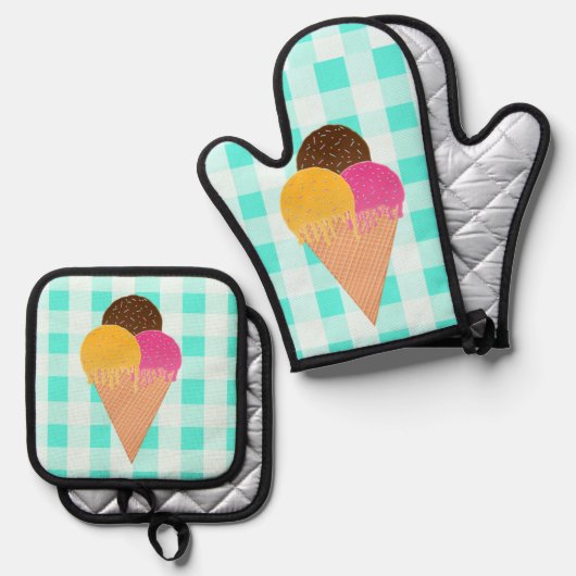 ijswafelkegel ovenwant & pannenlap set (Voorkant / Achterkant)