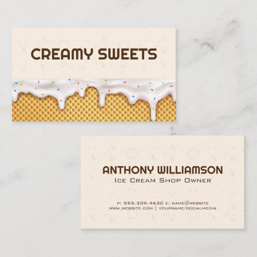 ijswafelkegel | snoep visitekaartje (Voorkant / Achterkant)