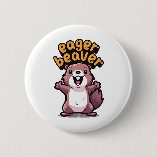 IJverige bever Ronde Button 5,7 Cm (Voorkant)