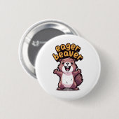 IJverige bever Ronde Button 5,7 Cm (Voorkant /achterkant)