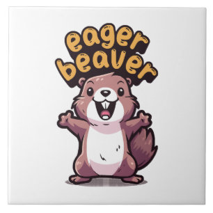 Ijverige bever tegeltje