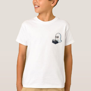 Ijverige Geest die op Schrijfmachine Typt voor Kin T-shirt