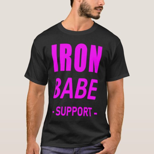 Ijzer Babe Triathlon Ondersteuning Moeder Moeder M T-shirt (Voorkant)