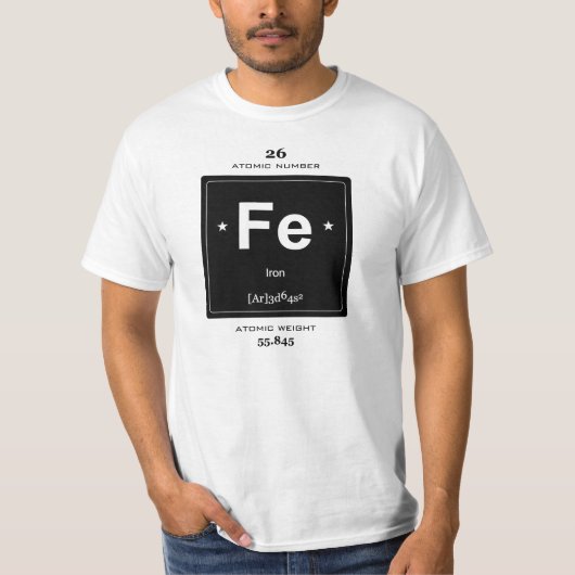 IJzer Chemical Element t-shirt met badge (Voorkant)