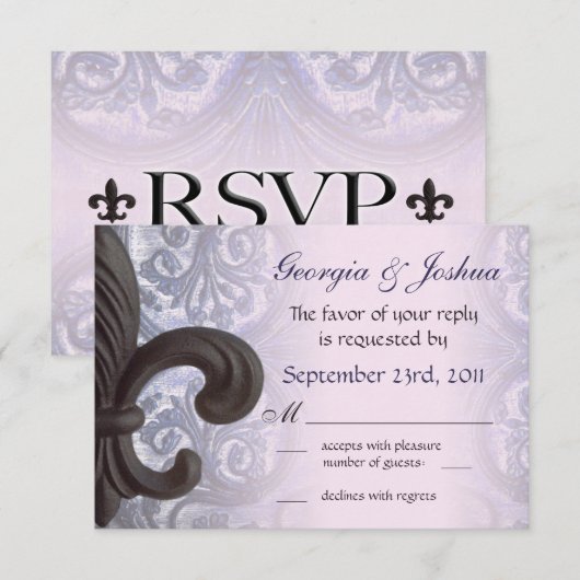 IJzer fleur de lis Wedding RSVP (Voorkant / Achterkant)