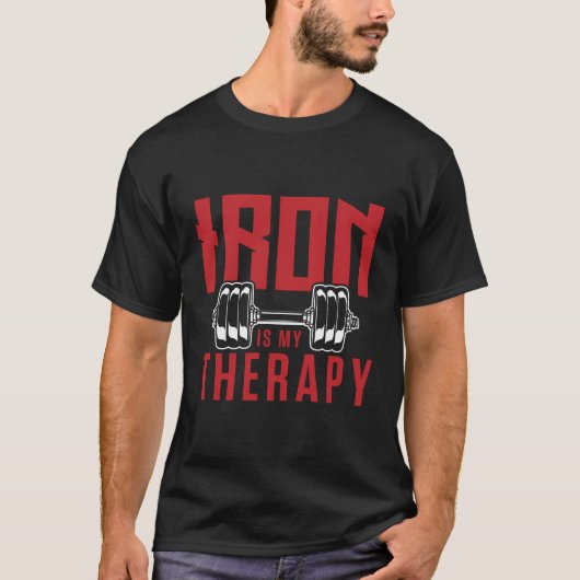 Ijzer is mijn Therapie Cool Gym Motivatie ontwerp T-shirt (Voorkant)