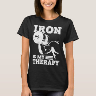 Ijzer is mijn therapie domme spier bouwgewicht t-shirt
