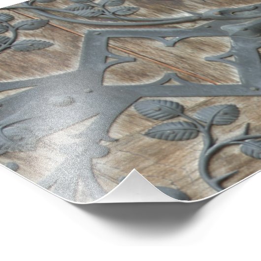 IJzer Medieval Lock op Houten Dep Foto Afdruk (Hoek)