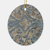 IJzer Medieval Lock op Houten Dep Keramisch Ornament (Links)