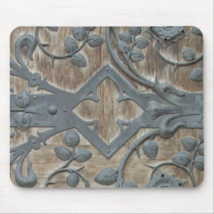 IJzer Medieval Lock op Houten Dep Muismat