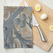 IJzer Medieval Lock op Houten Dep Theedoek (Quarter Fold)