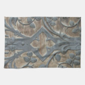 IJzer Medieval Lock op Houten Dep Theedoek (Horizontaal)