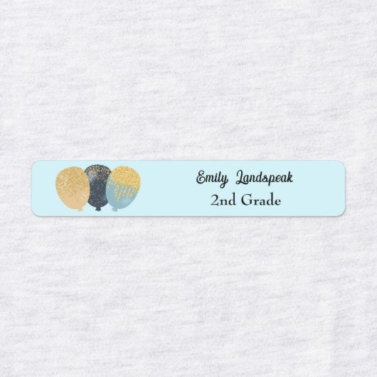 IJzer op Blauwgroen Glitter Party Ballonnen Labels (Design 1)