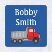 IJzer op jongens Kousenlabels NAAM DUMP TRUCK Labels (Design 2)