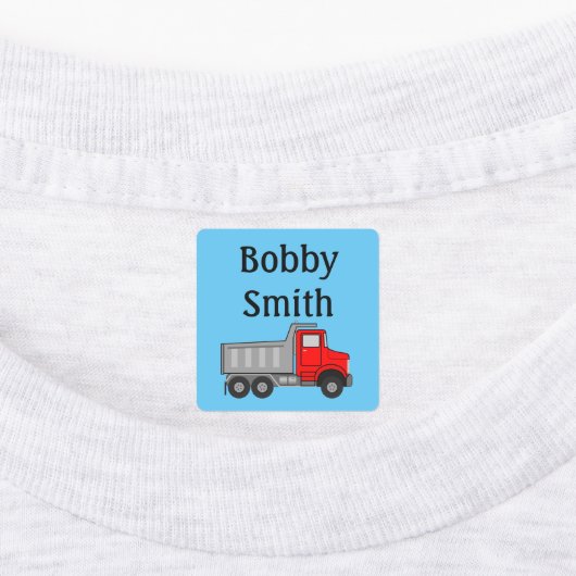 IJzer op jongens Kousenlabels NAAM DUMP TRUCK Labels (Aangebracht)
