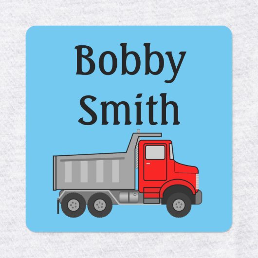 IJzer op jongens Kousenlabels NAAM DUMP TRUCK Labels (Design 1)