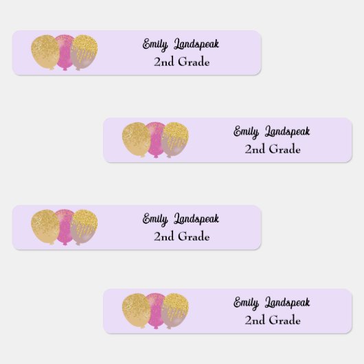 IJzer op Pink Glitter Party Ballonnen Labels (Groep)