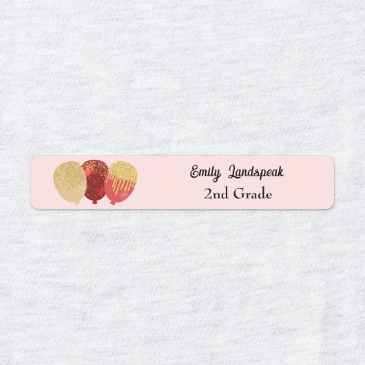 IJzer op rode glitter party ballonnen Labels (Design 1)