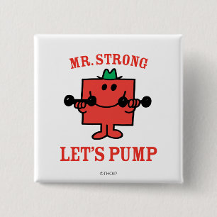 IJzer pompen met de heer Strong Vierkante Button 5,1 Cm
