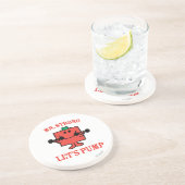 IJzer pompen met de heer Strong Zandsteen Onderzetter (Zijkant)