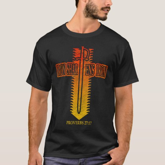 IJzer Scherpt IJzer Christelijk Phi Rho-ontwerp T-shirt (Voorkant)