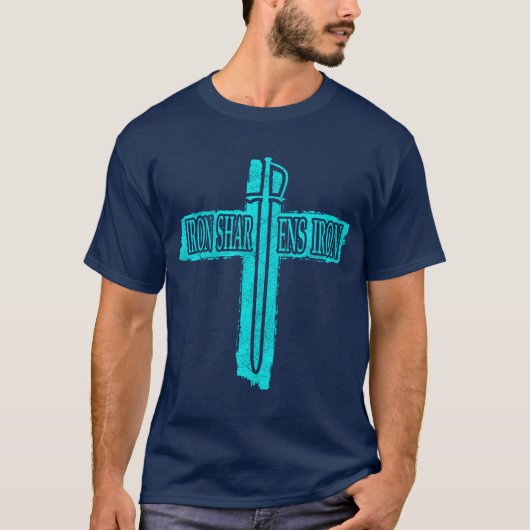 IJzer Scherpt IJzer Christelijk Phi Rho-ontwerp T-shirt (Voorkant)