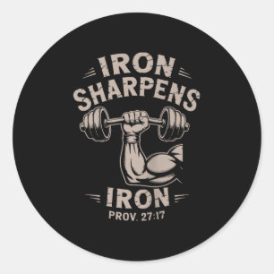 IJzer Scherpt IJzer Jeugd Christelijke Workout Gym Ronde Sticker