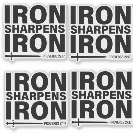 "IJzer scherpt ijzer - Spreuken 27:17" Custom-cut Sticker (Voorkant)
