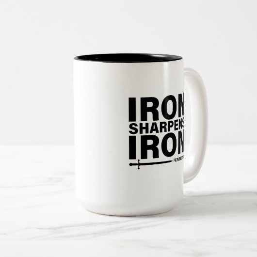 IJzer scherpt ijzer - Spreuken 27:17 Koffie Mok (Voorkant rechts)