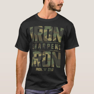 IJzer slijpt ijzeren Christelijke Mannen Camo Scri T-shirt