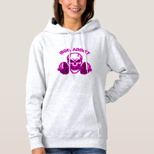 IJzer verslaafde - Schedel Bodybuilding en Gewicht Hoodie