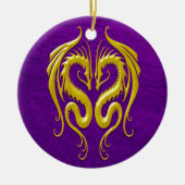 IJzerdragers, geel en paars Keramisch Ornament (Voorkant)