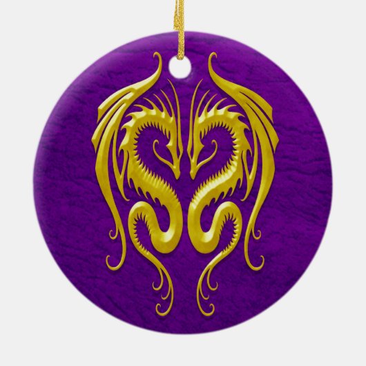 IJzerdragers, geel en paars Keramisch Ornament (Achterkant)