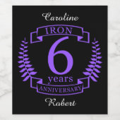 IJzeren bruiloft 6 jaar Wijn Etiket (Enkel label)