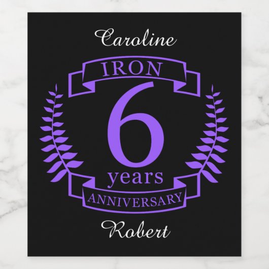 IJzeren bruiloft 6 jaar Wijn Etiket (Enkel label)