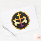 IJzeren kruis met duiven op zwarte achtergrond Ronde Sticker (Envelop)