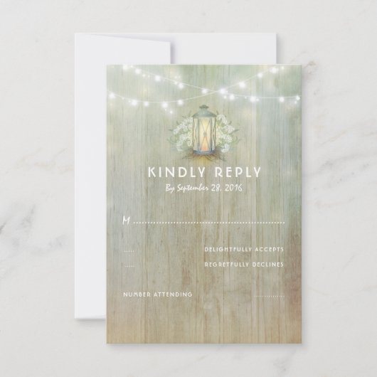  IJzeren Lantaarn Witte Bloemen Huwelijk RSVP (Voorkant)