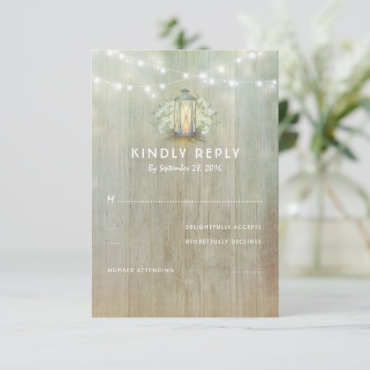  IJzeren Lantaarn Witte Bloemen Huwelijk RSVP (Staand voorkant)