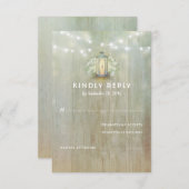  IJzeren Lantaarn Witte Bloemen Huwelijk RSVP (Voorkant / Achterkant)