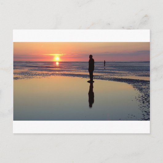 IJzeren Mannen op Sunset, Crosby, Liverpool, Veren Briefkaart (Voorkant)