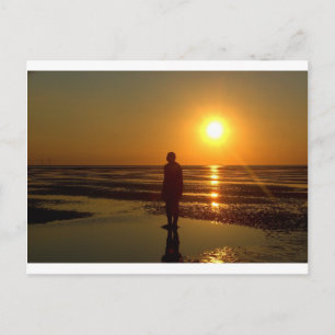 IJzeren Mannen Sculpture at Sunset, Crosby, Liverp Briefkaart