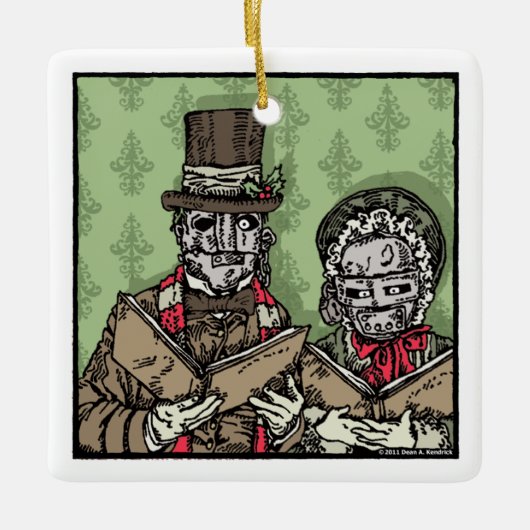 IJzeren Masker Carolers - Pop Gothic Holiday Keramisch Ornament (Voorkant)