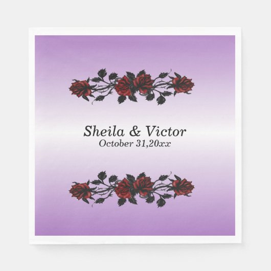 IJzeren poorten Gothic Red Rose Gothic Paars Wedde Servet (Voorkant)