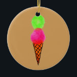 IJzeren pop Keramisch Ornament<br><div class="desc">Een pop-kunstijsontwerp met roze en groene ijsjes in een oorspronkelijk ontwerp voor stencil voor een kegel,  gemaakt door Zoe Tuong. De achtergrond is volledig aanpasbaar voor uw decor. Ideaal voor een zomervibe.</div>