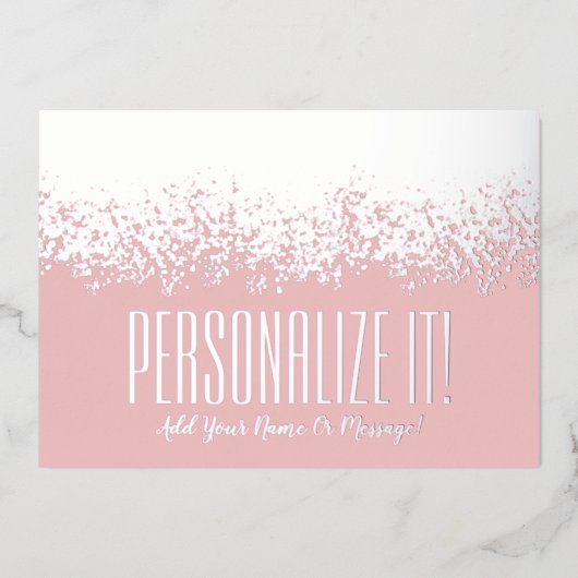 IJzeren roze met zilverfolie Glitzy Border Kaart (Voorkant)