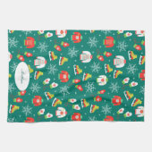 IJzeren Schaatsen en Sneeuwvlokken Blauwgroen Mono Theedoek (Horizontaal)