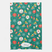 IJzeren Schaatsen en Sneeuwvlokken Blauwgroen Mono Theedoek (Verticaal)