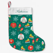 IJzeren Schaatsen, Mittens en Snowflakes Patroon B Kleine Kerstsok (Voorkant)