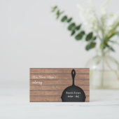 IJzeren Skillet Hout Cateraar Chef Restaurant Visitekaartje (Staand voorkant)